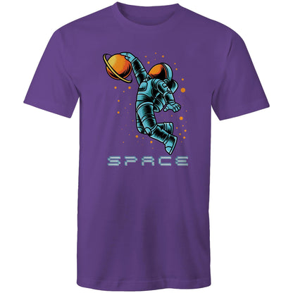 Astronaut Basketball - Mens T-Shirt Purple Mens T-shirt Printed In Australia Space