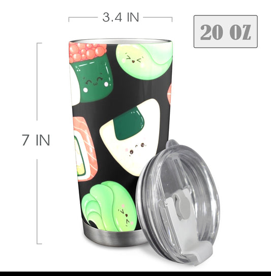 Happy Sushi - 20oz Travel Mug with Clear Lid Clear Lid Travel Mug Food