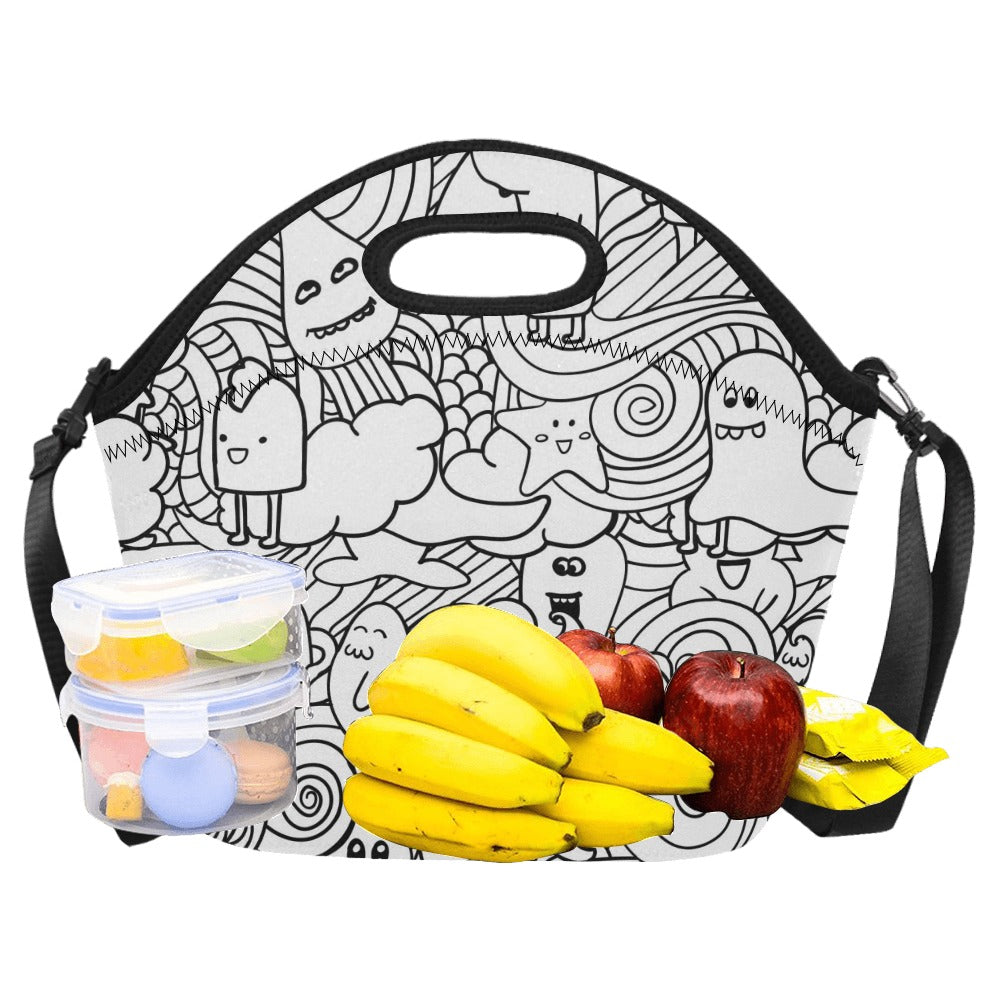 Black And White Creatures - Neoprene Lunch Bag/Large