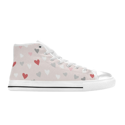 Pretty Hearts - Women's High Top Canvas Shoes