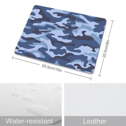 Blue Camouflage - Leather Mouse Pad