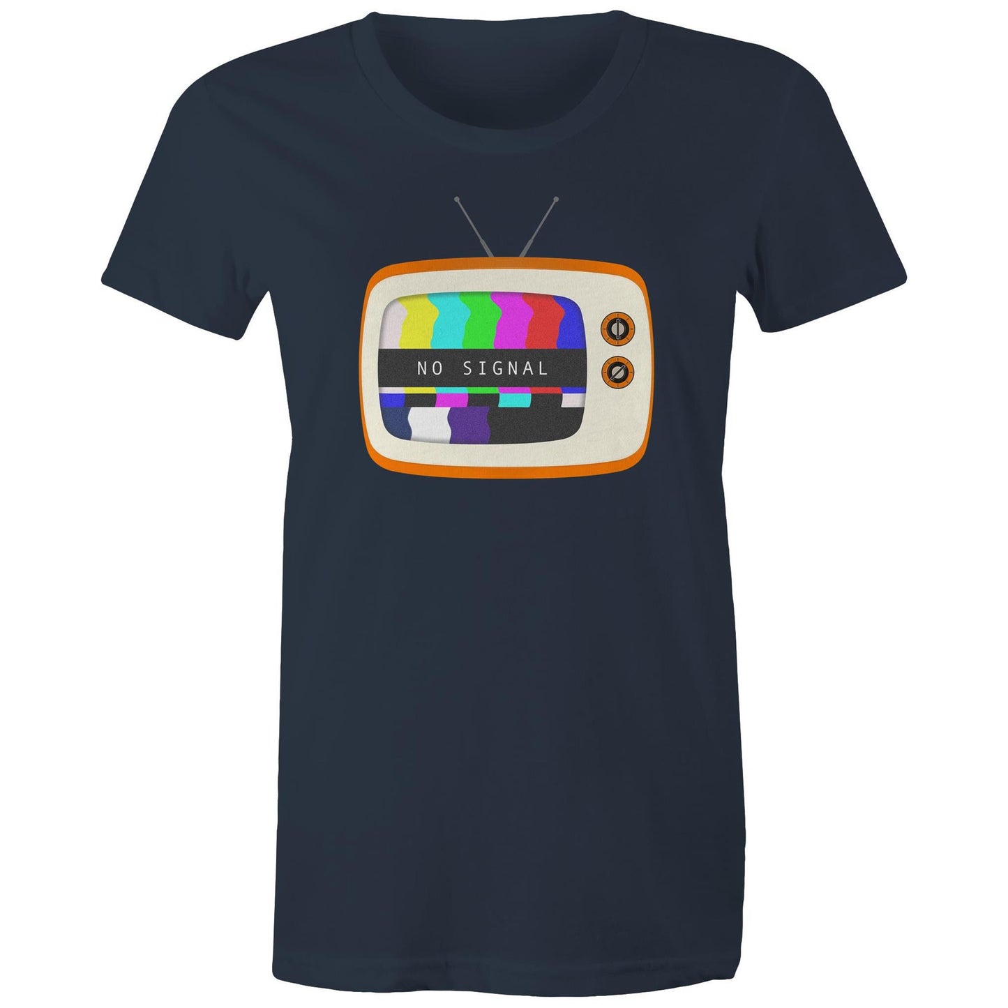 Retro Television, No Signal - Womens T-shirt Navy Womens T-shirt Retro