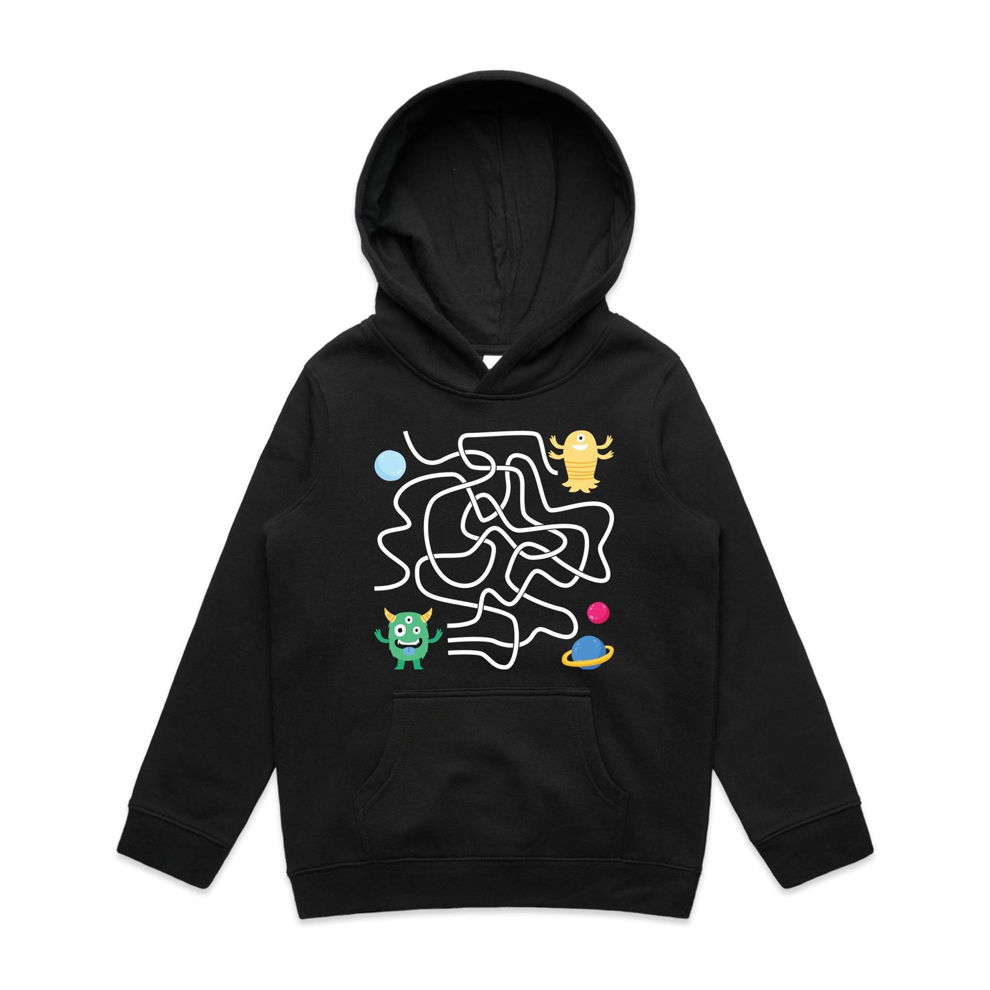 Find The Right Path, Space Alien - Youth Supply Hood Black Kids Hoodie Sci Fi Space