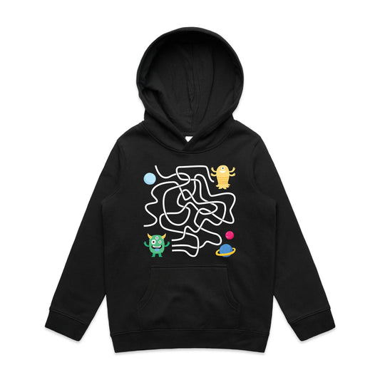 Find The Right Path, Space Alien - Youth Supply Hood Black Kids Hoodie Sci Fi Space