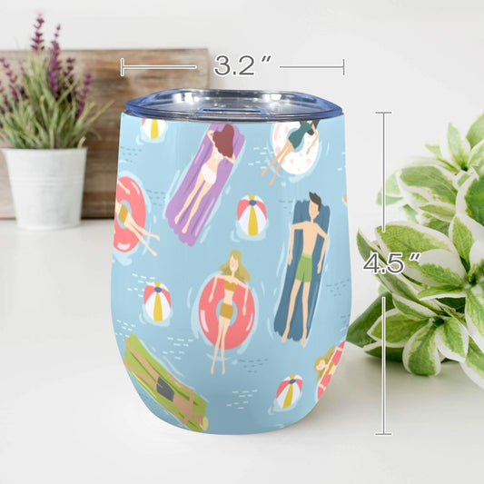 Beach Float - 12oz Wine Tumbler 12oz Wine Tumbler Printed Offshore Summer