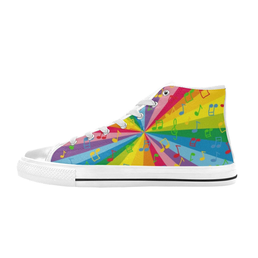 Rainbow Music - Women's High Top Canvas Shoes