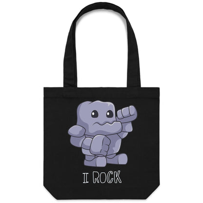 I Rock - Canvas Tote Bag Black One Size Tote Bag Music