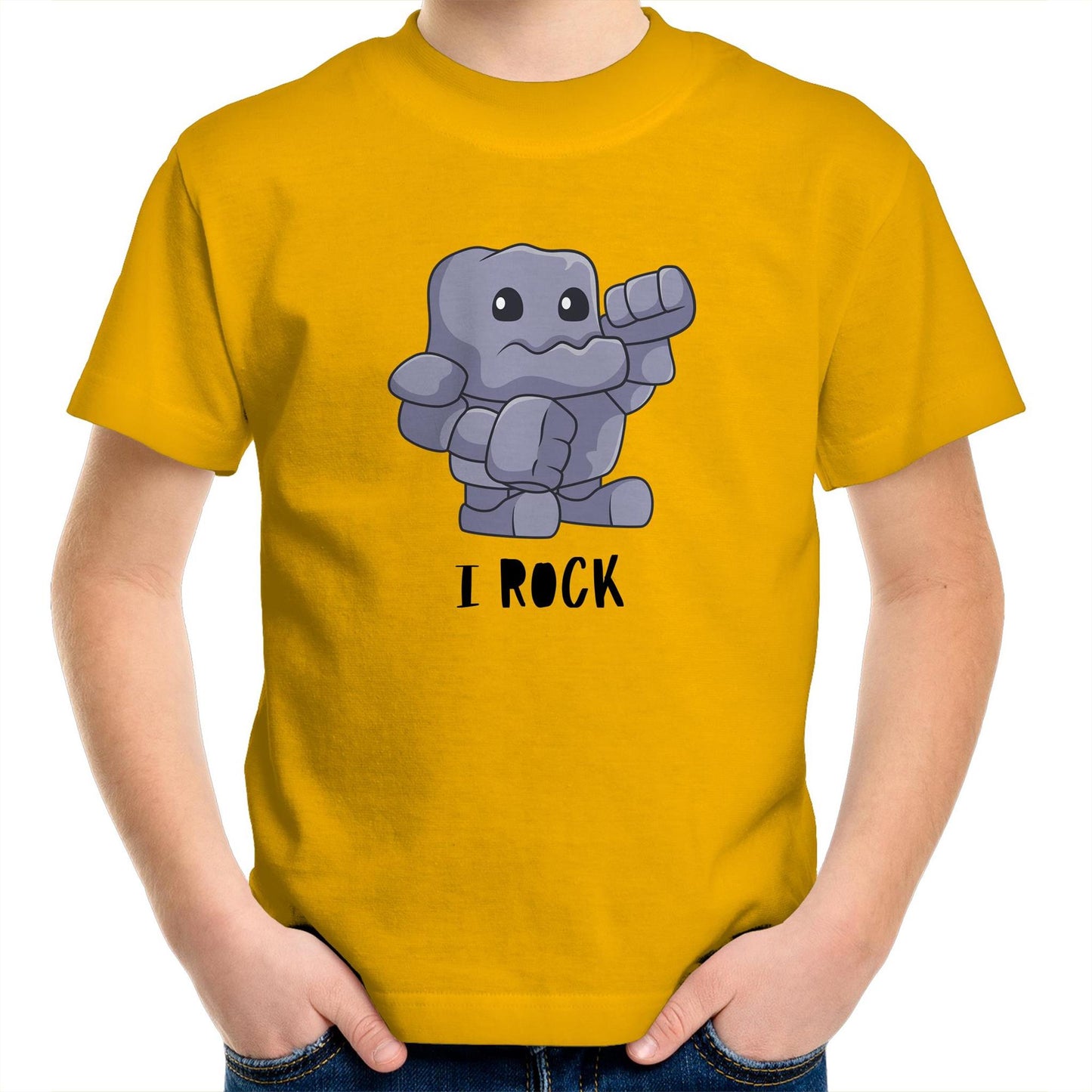 I Rock - Kids Youth T-Shirt Gold Kids Youth T-shirt Music