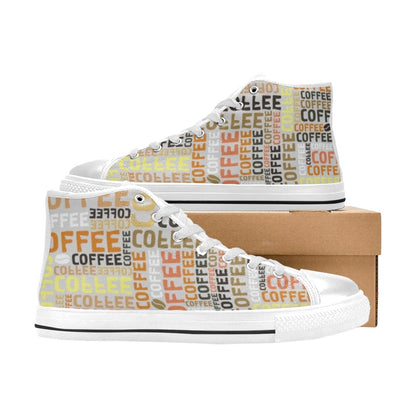 Coffee - Men's High Top Canvas Shoes