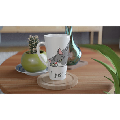 Cat, I Just Can't Today - White Latte 17oz Ceramic Mug Latte Mug animal