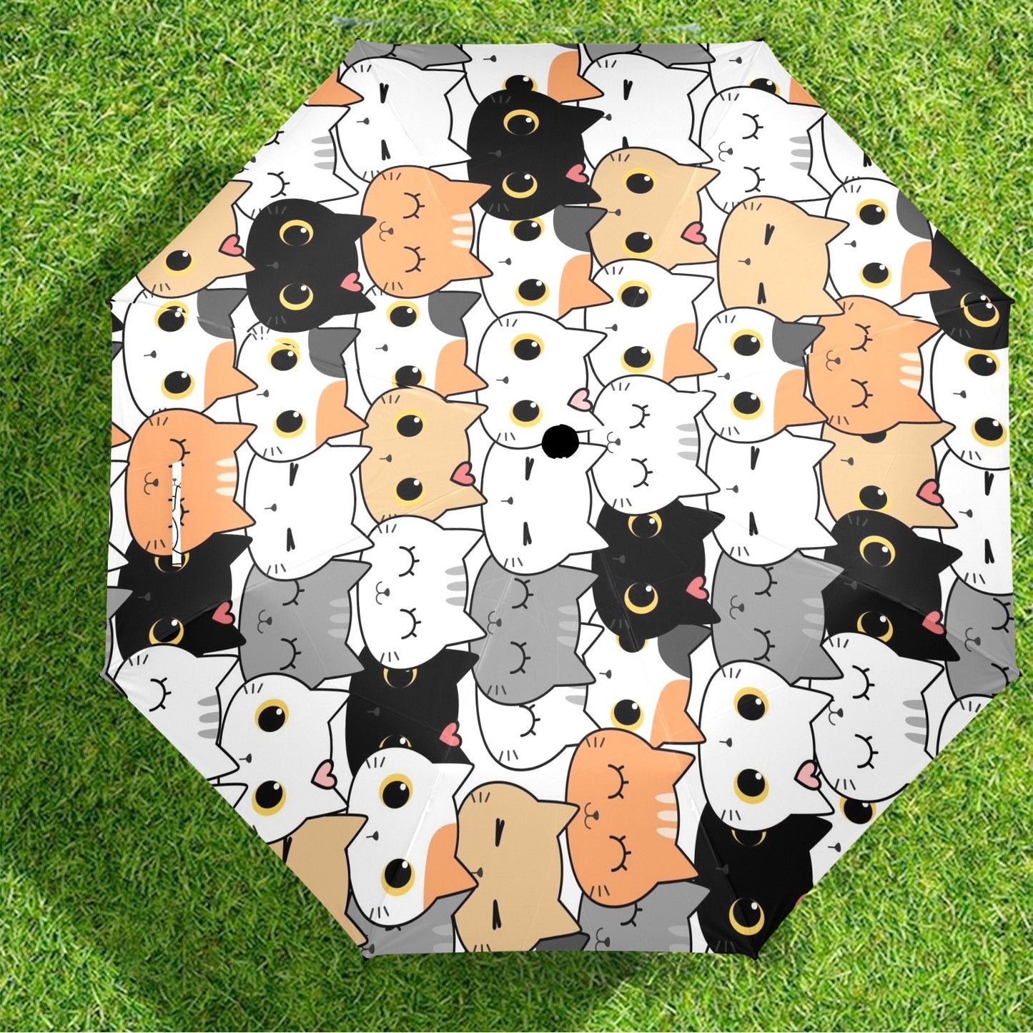 Cute Cartoon Cats - Semi-Automatic Foldable Umbrella