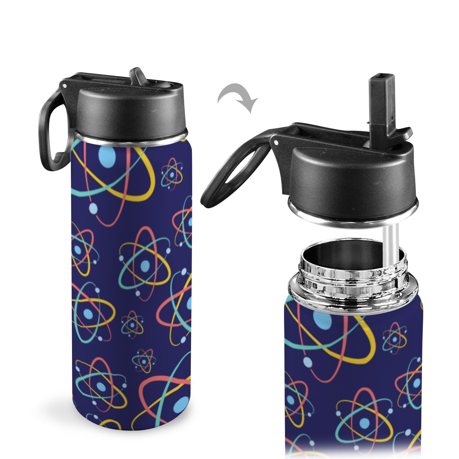 Atoms - Insulated Water Bottle with Straw Lid (18oz) Insulated Water Bottle with Swing Handle Printed Offshore