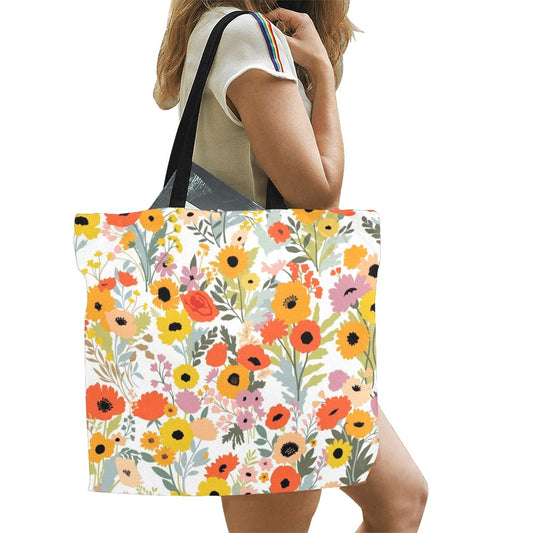 Fun Floral - Full Print Canvas Tote Bag Full Print Canvas Tote Bag