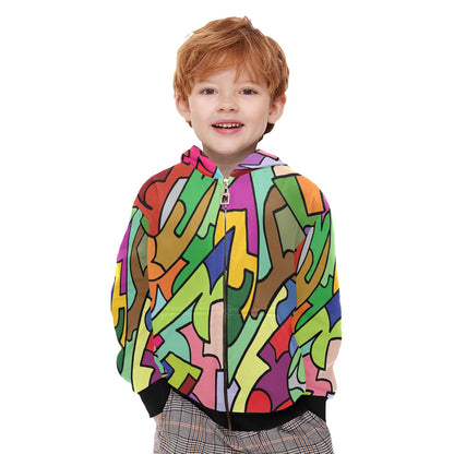 Bright Abstract - Junior Boys Zip Up Hoodie