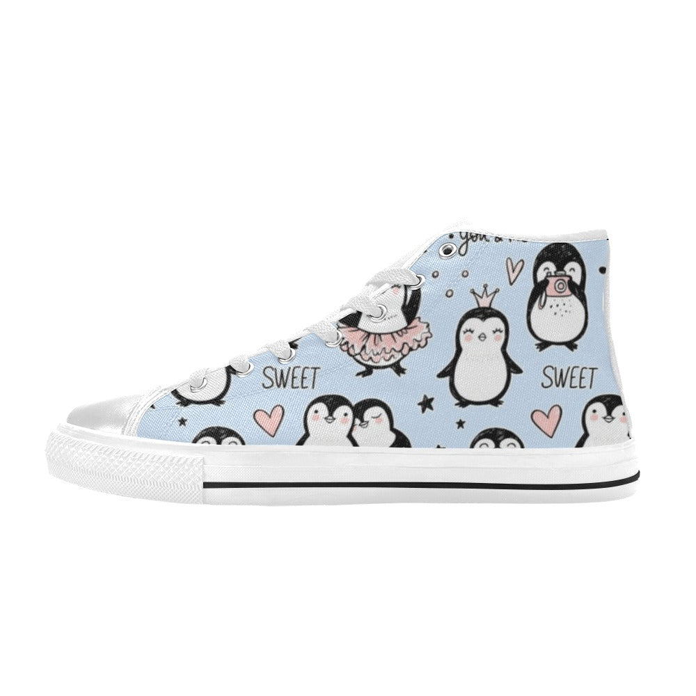 Penguin Love - Women's High Top Canvas Shoes