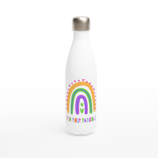 Find Your Rainbow - White 17oz Stainless Steel Water Bottle Default Title White Water Bottle
