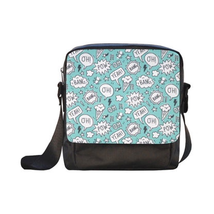 Comic Book Speech Bubbles - Crossbody Nylon Bag Crossbody Bags comic Printed Offshore