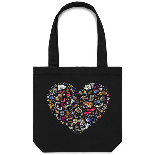 Heart Music - Canvas Tote Bag Default Title Tote Bag Music
