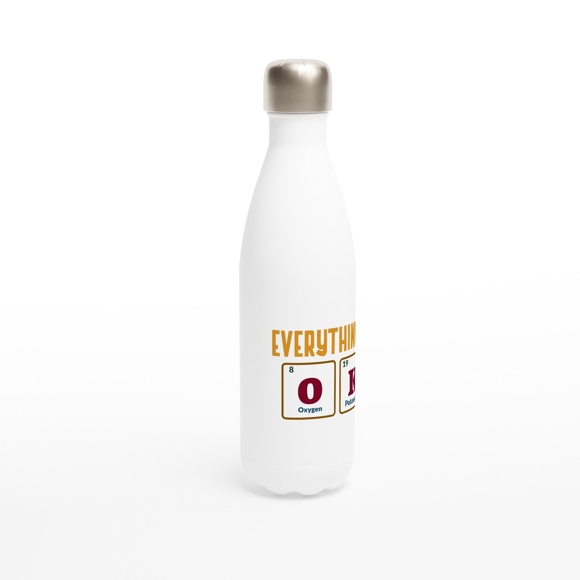 Everything Is OK, Periodic Table - White 17oz Stainless Steel Water Bottle White Water Bottle Science