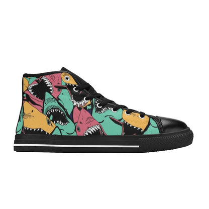 Scary Sharks - Women's High Top Canvas Shoes