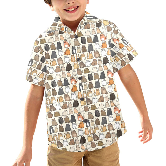 Lots Of Cats - Junior Boys Hawaiian Shirt