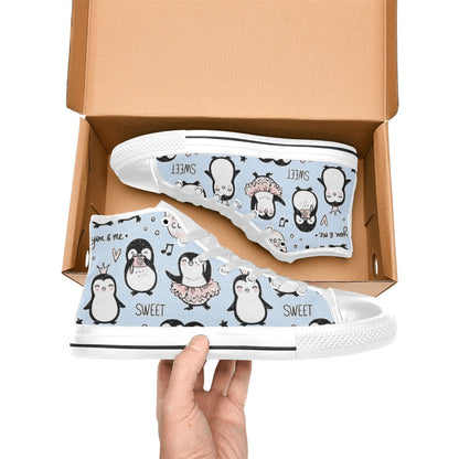 Penguin Love - Kids' High Top Canvas Shoes