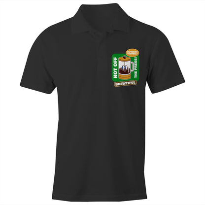 Brewtiful - Chad S/S Polo Shirt, Printed Black Polo Shirt Coffee Retro