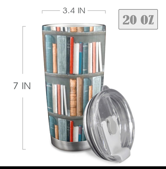 Books - 20oz Travel Mug with Clear Lid