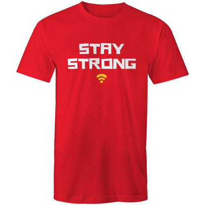 Stay Strong, WIFI - Mens T-Shirt Red Mens T-shirt Printed In Australia Tech