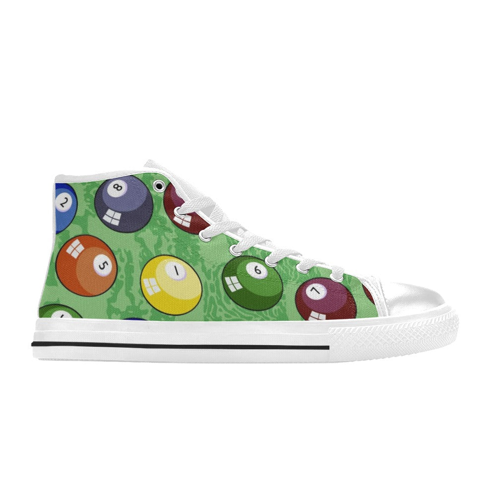 Pool Balls - Men's High Top Canvas Shoes