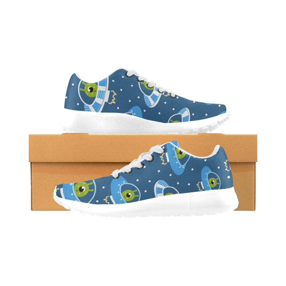 Cute Aliens in UFOs - Kids Sneakers