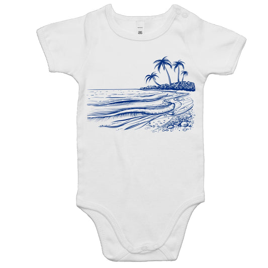 Surf Beach - Baby Bodysuit White Baby Bodysuit Summer Surf