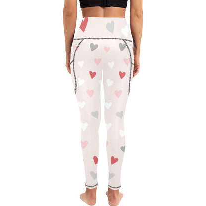 Pretty Hearts - Women's Leggings with Pockets