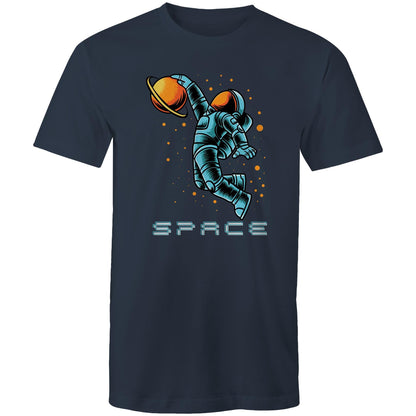 Astronaut Basketball - Mens T-Shirt Navy Mens T-shirt Printed In Australia Space