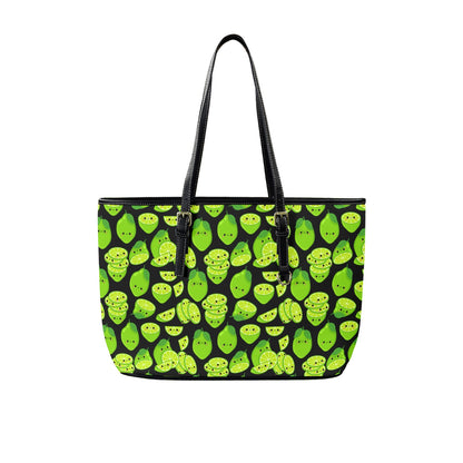 Cute Limes - Leather Tote Bag-Large