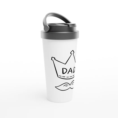 Dad - White 15oz Stainless Steel Travel Mug Travel Mug Dad Globally Fulfilled