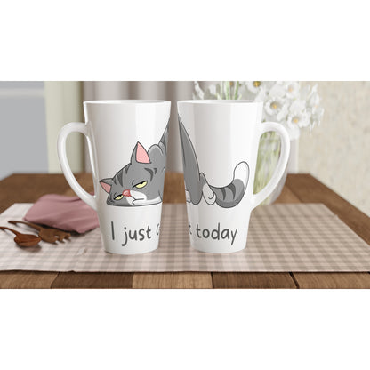 Cat, I Just Can't Today - White Latte 17oz Ceramic Mug Latte Mug animal