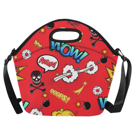 Comic Book Red - Neoprene Lunch Bag/Large Neoprene Lunch Bag/Large comic Printed Offshore