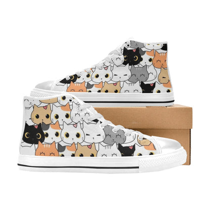 Cute Cartoon Cats - Women's High Top Canvas Shoes