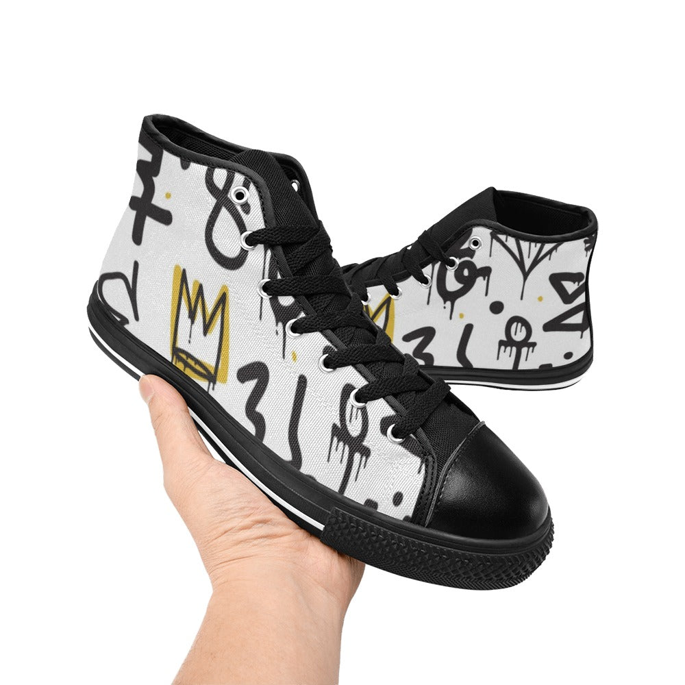 Graffiti Crown - Women's High Top Canvas Shoes