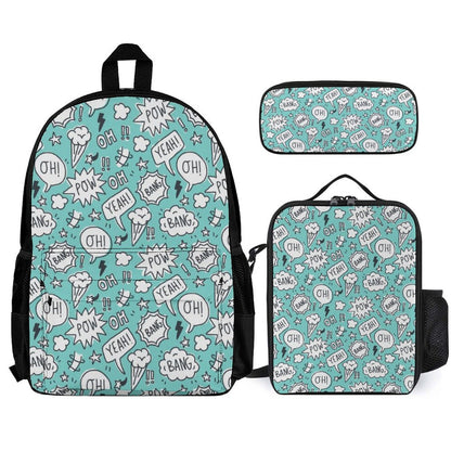 Comic Book Speech Bubbles - School Backpack Three Piece Set