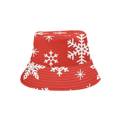 Red Snowflakes, Christmas - Mens Bucket Hat