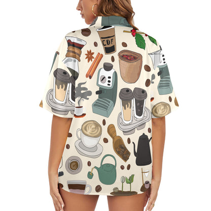 All The Coffee - Womens Hawaiian Shirt