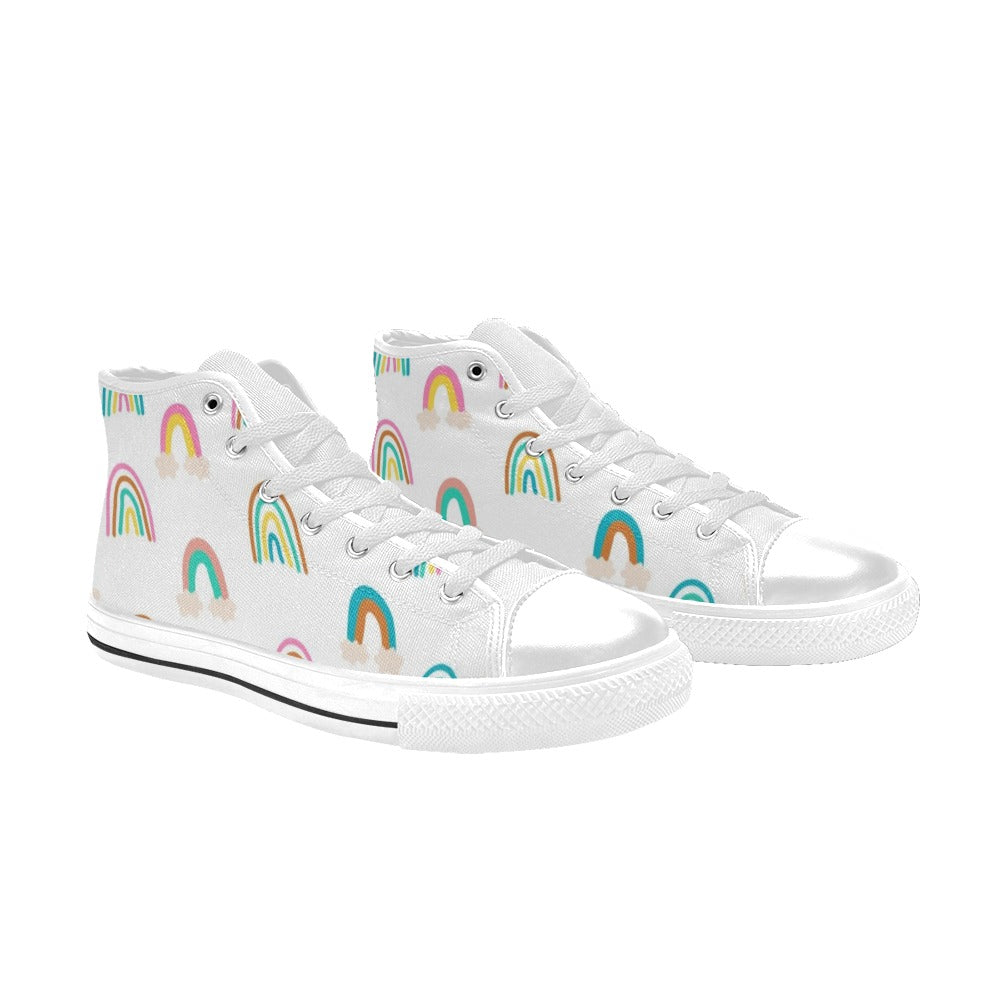 Cloud Rainbows - Kids' High Top Canvas Shoes