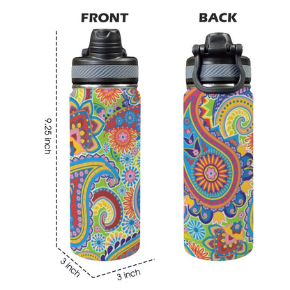 Bright Paisley - Insulated Water Bottle with Dual-Use Lid (18oz) Insulated Water Bottle with Dual-Use Lid (18oz) Printed Offshore