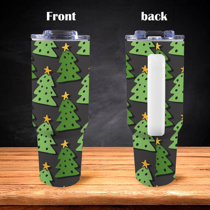 Christmas Trees - 40oz Tumbler with White Handle