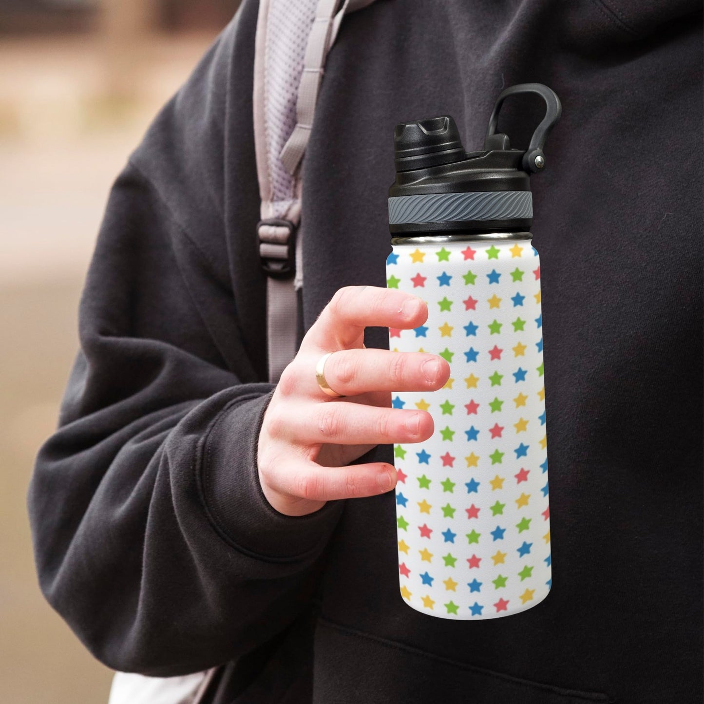 Stars - Insulated Water Bottle with Dual-Use Lid (18oz)