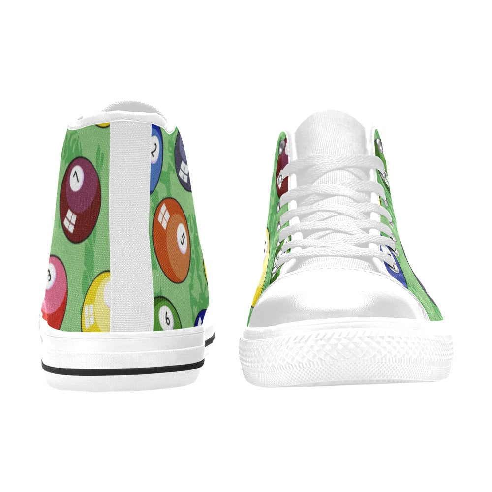 Pool Balls - Women's High Top Canvas Shoes