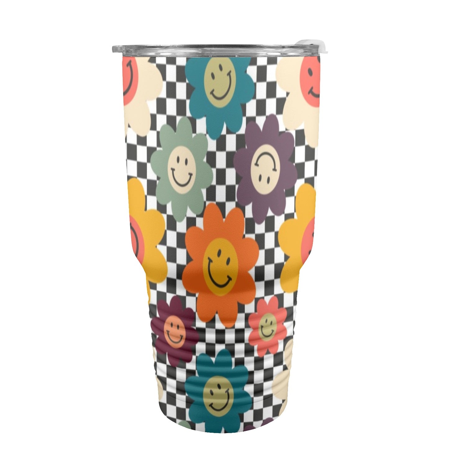 Happy Retro Flowers - 30oz Insulated Stainless Steel Mobile Tumbler