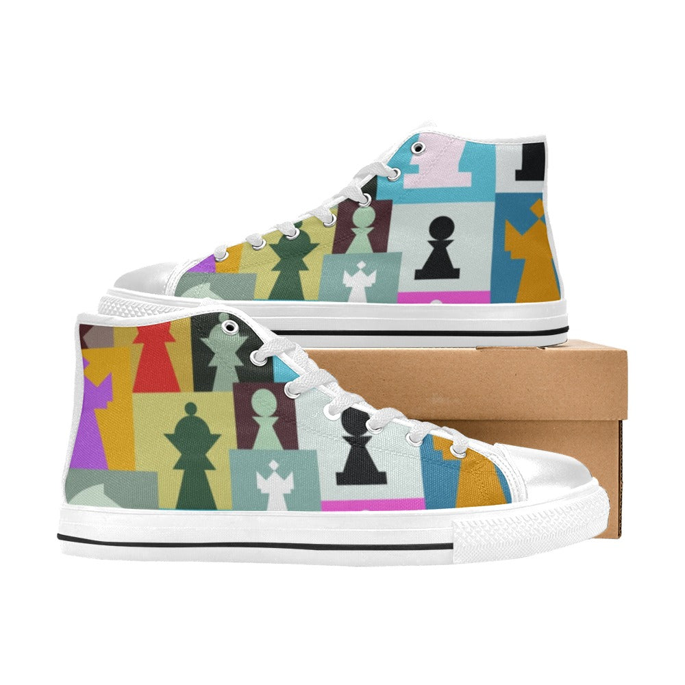 Colourful Chess - Women's High Top Canvas Shoes